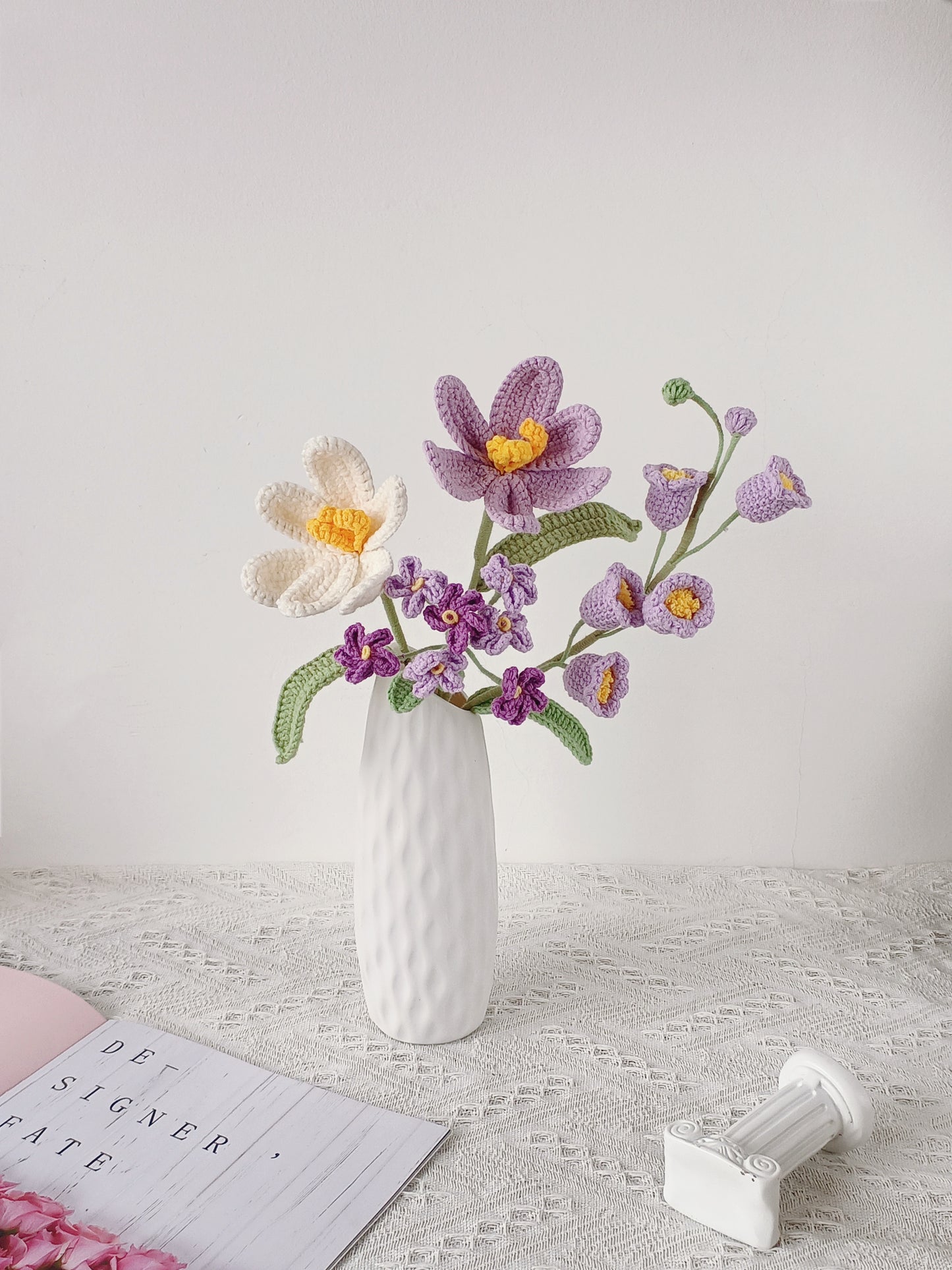 Crochet Flowers Bouquet, Tulip, Pink, Purple, Blue, Orange, Everlasting, Graduation, Birthday Gift for Mother Grandmother, Gift for Sister