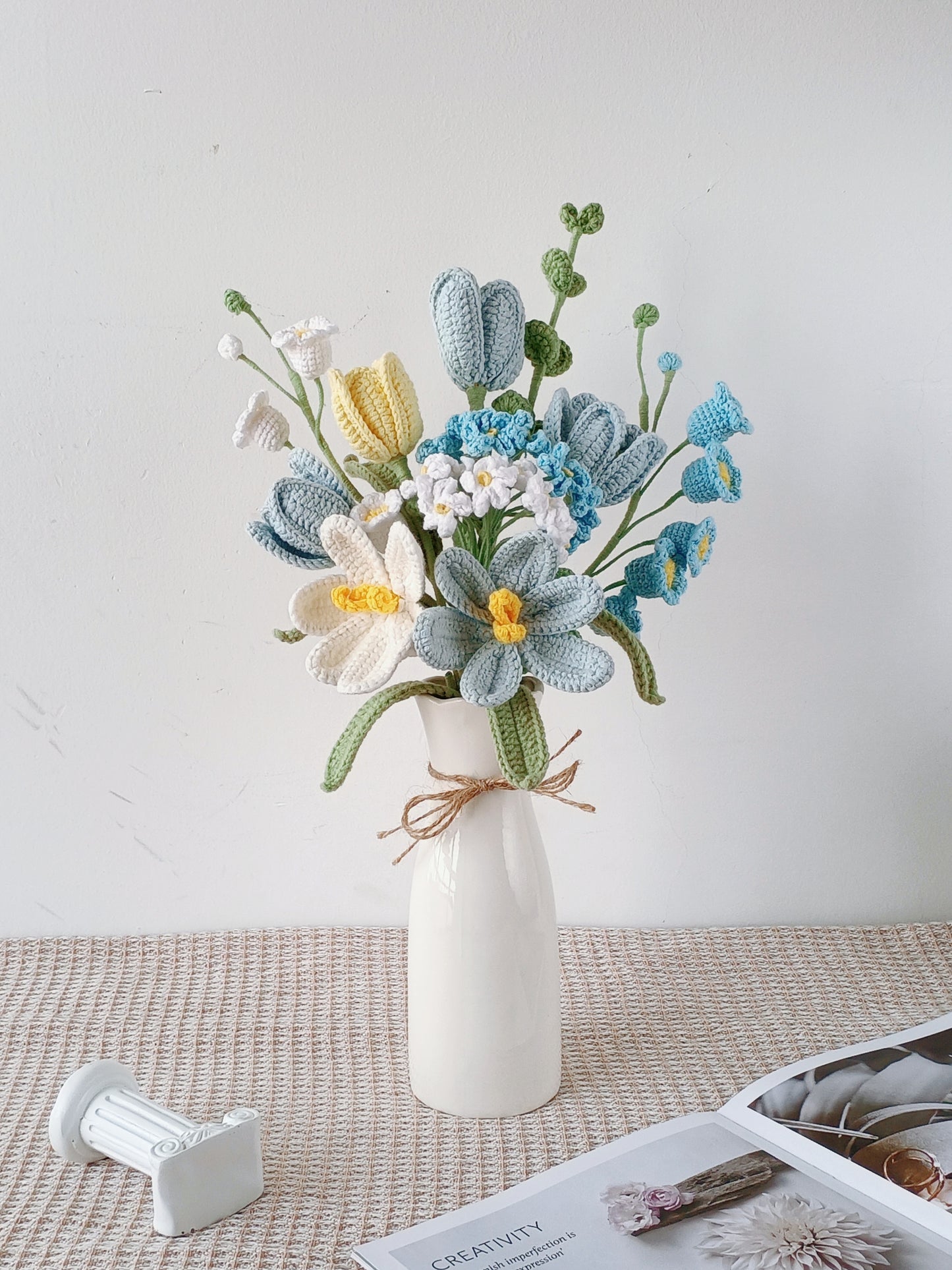 Crochet Flowers Bouquet, Tulip, Pink, Purple, Blue, Orange, Everlasting, Graduation, Birthday Gift for Mother Grandmother, Gift for Sister